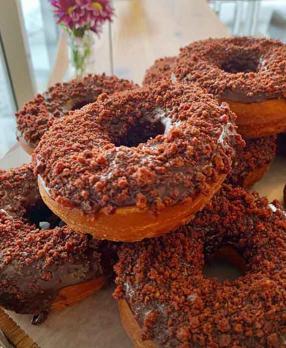 Vegan Chocolate Crumble Doughnuts
