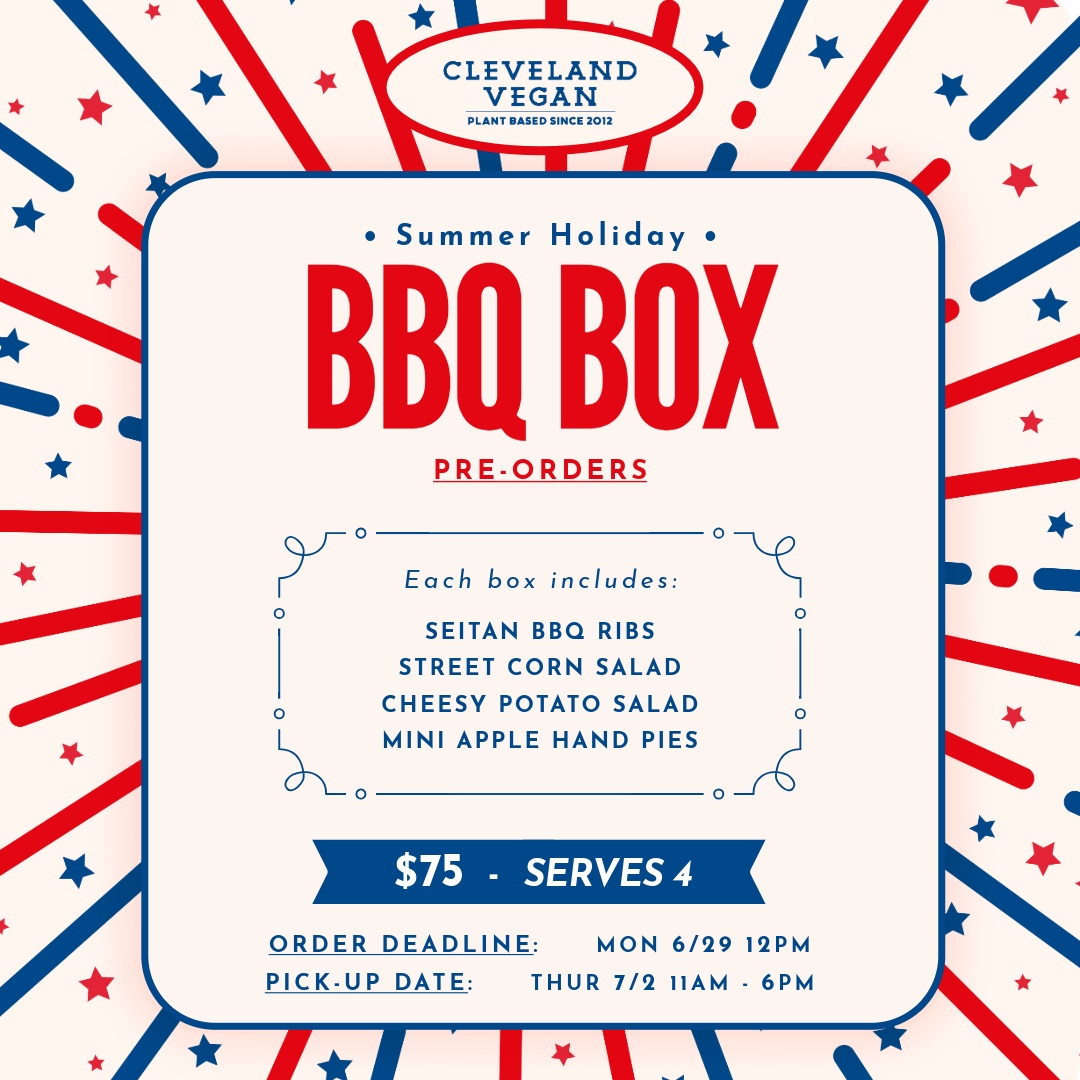 Cleveland Vegan Summer Holiday BBQ Box preorder details flyer